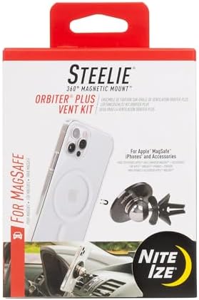 Nite Ize Steelie Original Vent Kit – Premium Magnetic Phone Mount for Effortless Car Vent Attachment – Versatile Hands-Free Holder with Neodymium Magnets – 360-Degree Rotation for Navigation and Calls – Essential Portable Car Accessory for Smartphones and Cases – Enhance Safety and Connectivity on the Road
