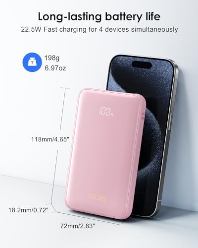 10000 m Ah Portable Power Bank with Built-in Cable – 22.5 W PD Fast Charging, Compact & Lightweight Charger for Apple, Samsung, Google, Motorola – Sleek Grey Design for On-the-Go Convenience and Enhanced Compatibility