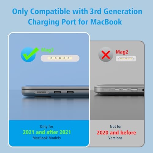 Compact Power Adapter for Mac Book Pro & Air – 6.6 FT Braided USB-C Charger with LED Indicator, Starlight Finish, Fast Charging for 2021-2025 Models, Enhanced Safety Features, Reliable Performance for Home & Travel Use