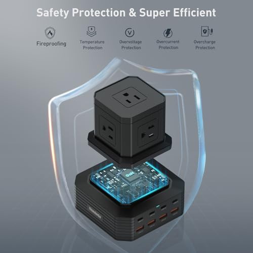 Revolutionize Your Charging Experience with the 100 W USB-C Charging Station – 13-in-1 Surge Protector Power Strip Featuring 4 Rapid PD USB-C & 4 Versatile USB-A Ports for Seamless Compatibility with Mac Book Pro/Air, i Phone 15/14, i Pad, and More – Ultimate Multi-Device Charging Solution for Home and Office Efficiency