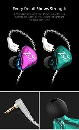 KZ ZST X Hybrid Dual Driver In-Ear Monitors – Premium Hi-Fi Stereo Earbuds with Detachable Cable for Audiophiles & Musicians, Ergonomic Design for Ultimate Comfort, Enhanced Audio Clarity & Precision, Lightweight & Portable for On-the-Go Listening in Cyan