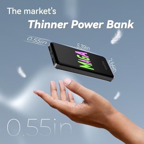 Ultra-Slim 10,000 m Ah Dual-Pack Portable Charger – 15 W Fast Charging Power Bank with USB-C Compatibility for i Phone, Samsung, Pixel & More – Effortless Mobility & Reliable Power Solutions