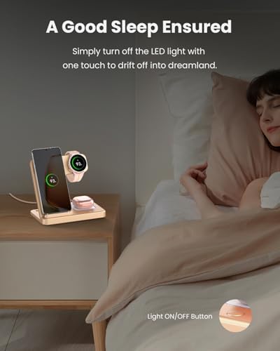 GEEKERA 3 in 1 Foldable Wireless Charger Stand for Samsung Devices – Fast Charge Station for Galaxy Watch6/5 Pro/4/3/Active, S24/S23/S22/S21, Z Flip/Fold Series & Buds 2 Pro – Sleek, Portable Design for Home/Office Travel