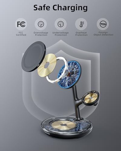 TRIBONE 3-in-1 Magnetic Wireless Charger Stand for Apple: Fast Charging Solution for i Phone 16/15/14/13/12, Apple Watch, and Air Pods in Unique Panda Color – Streamlined Convenience with Enhanced Compatibility and Effortless Device Alignment