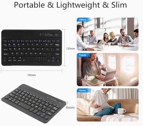 FLY WAY Ultra-Slim Portable Bluetooth 3.0 Keyboard for Tablets – Rechargeable Mini Keypad Compatible with i OS, Android & Windows Devices – Lightweight Wireless Typing Solution for Travel & Remote Work