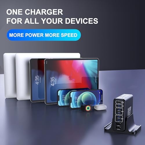 Aftertop 250 W Ga N USB C Charging Station – 8-Port PD3.1 Fast Charger for Laptops & Mobile Devices – Compact Multi-Device Power Hub for Mac Book, i Phone 15/16 Pro Max, Galaxy S24/S23 Ultra, Pixel & More – Ultimate Efficiency & Safety Features