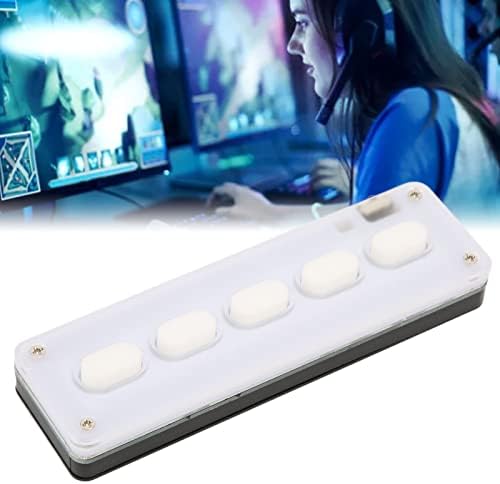 ASHATA 5-Key Programmable Keypad – Dual Mode USB Wired & Bluetooth Mini Keyboard for Office, Gaming & Industrial Use – Customizable Silent Silicone Keys for Ultimate Efficiency in Music Control & Task Management (White)