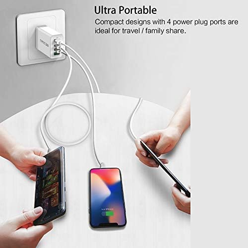 Ultra-Fast 3-Pack 4-Port USB Wall Charger for i Phone, Samsung, Pixel – Multi-Device Power Adapter with Quick Charge 3.0 Technology, Compact Travel Charging Station for Home and Office Use, i Seeker Kit Adapter for Seamless Compatibility and Efficiency
