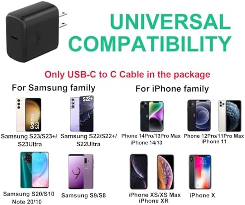 Samsung 45 W USB C Fast Charger – Ultra-Fast Wall Plug for Galaxy S25/S24/S23 Series, Note 10, Tab S7/S8 – Compact Design with Advanced Safety Features for Quick Power Delivery and Enhanced Device Compatibility