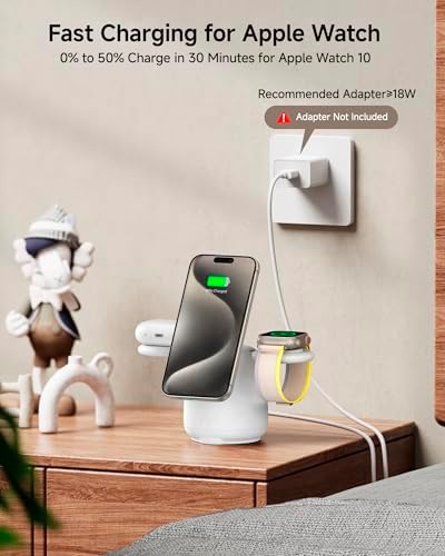 3-in-1 Wireless Charging Station for Mag Safe: Fast Charging Dock for i Phone 16/15/14/13/12, Apple Watch & Air Pods, Swan Scout 707 M – Streamlined Power Solution for Modern Tech Enthusiasts