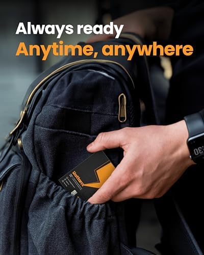 Ultra-Slim Power Card Portable Charger – Pre-Charged Emergency Power Bank for Fast Charging Android & i Phone Devices, Credit Card Size External Battery for Everyday Carry and On-the-Go Use, Enhanced Lightning & USB C Compatibility