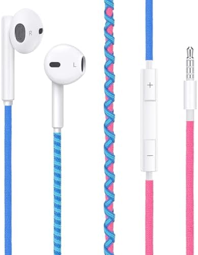 URIZONS Premium Wired In-Ear Headphones with Vibrant Braided Cable – Exceptional Sound Clarity, Integrated Microphone for Seamless Hands-Free Conversations, Customizable Volume Control, Sweat & Dirt Resistant for Active Lifestyles, Tangle-Free Design, Universal 3.5 mm Compatibility – Ideal for Commuting, Fitness, and Daily Use
