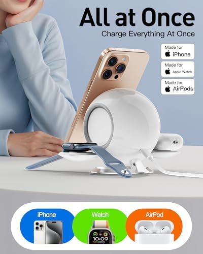 Ultimate 2025 3-in-1 Wireless Charging Station: Fast Mag-Safe Compatible Dock for i Phone 12-16 Series, Air Pods & Apple Watch – Sleek Black Design for Home & Office Efficiency
