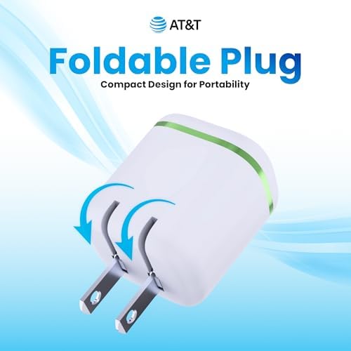AT&T 40 W USB-C Fast Charging Wall Adapter – Ultimate Travel Companion with Foldable Prongs for i Phone, i Pad, Samsung Galaxy, Google Pixel & More – Universal Compatibility for Rapid Power Delivery Anytime, Anywhere