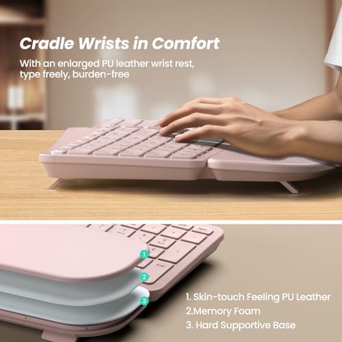 Nulea RT05 B Bluetooth Ergonomic Split Keyboard – Rechargeable Wireless USB-C Design with Cushioned Wrist Rest for Ultimate Comfort, Compatible with Windows & Mac (F-Yellow) – Enhance Your Typing Experience and Boost Productivity