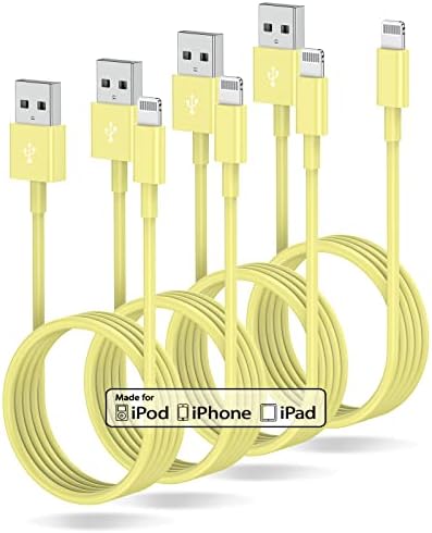 4 Pack 3 ft Apple MFi Certified Lightning to USB Charging Cables – Fast, Durable, and Tangle-Free Cords for i Phone 14/14 Max/13/13 Pro Max/12 Mini/11/11 Pro/XS/XR/8/7/6 s/5 S and i Pad – Reliable Performance for Home, Office, and Travel