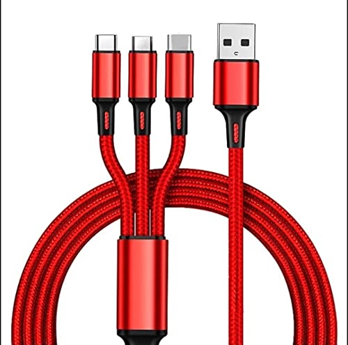 3 Foot 3-in-1 Nylon Braided Fast Charging Cable – Universal USB Micro, Type-C, and Lightning Connector for Efficient Power Delivery – Durable, Tangle-Free Design for On-the-Go Convenience – Ideal Charging Solution for Smartphones and Devices