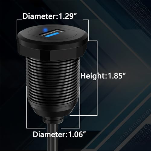 Revolutionize Your Vehicle’s Connectivity with the Type C 3.1 & USB 3.0 Flush Mount Extension Cable – 1-Foot Waterproof Dashboard Solution for Cars, Boats, and Motorcycles with Built-in LED Indicator for Enhanced Visibility and Fast Data Transfer