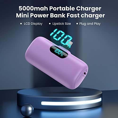 Ultra-Compact 5000 m Ah Power Bank – High-Speed USB-C Mini Portable Charger with LCD Display, Perfect for i Phone 16/15 Series & Android Devices – Lightweight Battery Pack for Travel and Daily Use, Enhanced Compatibility & Fast Charging Solutions