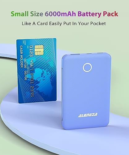 Compact 6000 m Ah Portable Power Bank with Built-in Cable – Lightweight Fast Charging External Battery for i Phone and Android – Ultimate Travel Companion for On-the-Go Charging Efficiency