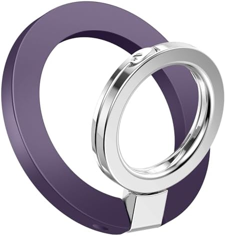 GVIEWIN Magnetic Phone Ring Holder, Compatible with MagSafe Phone Grip with Adjustable Stand, Magnet Phone Ring Kickstand for iPhone 16 Pro Max/Plus/15/14/13/12 Series/Other Phones (Purple) – Enhanced Compatibility and Speed