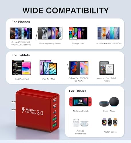 Efficient 50 W Dual USB-C Wall Charger Duo – Rapid Multi-Device Power Adapter for i Phone 16/15/14/13/12, i Pads, and Android Smartphones – Compact Fast Charging Solution for On-the-Go Professionals