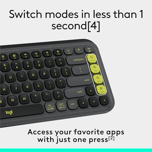 Elevate Your Workspace with the Logitech POP ICON Wireless Bluetooth Keyboard – Stylish Graphite & White Design, Effortless Multi-Device Switching, Comfortable Low-Profile Typing, and Customizable Keys for Enhanced Productivity on Laptops, Tablets, and PCs