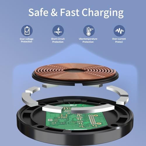 Dual Pack Mag Safe Wireless Charger Pad for i Phone & Air Pods – HYDGYC Fast Charging Solution with Enhanced Compatibility for Models 16 Pro Max, 15 Pro, 14 & More – Sleek Silver Design for Home or Travel – Effortless Magnetic Alignment & Durable Performance