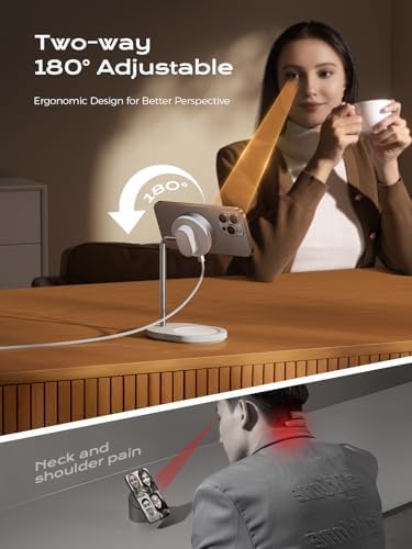 THREEKEY Qi2 15 W Magnetic Wireless Charging Hub – Ultimate Adjustable Charging Station for i Phone 16-12 Series & Air Pods with Dual-Sided Magnetic Grip, 180° Rotatable Design, and Sleek Space-Saving Aesthetics for Effortless Home and Office Power Solutions