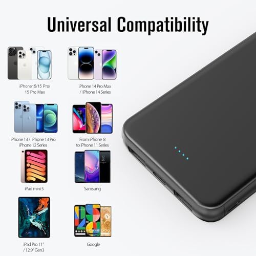 VANYUST 10000 m Ah Portable Power Bank – Ultra-Fast USB-C Charger for i Phone 16, Samsung S22, Google Devices – Slim, Lightweight Design for On-the-Go Power – Enhanced Compatibility for All Your Charging Needs