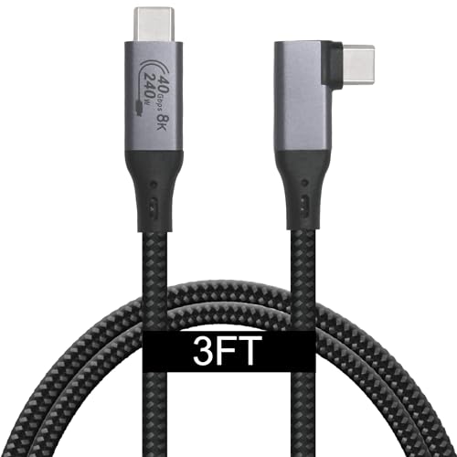 Elevate Your Connectivity with a 6-Foot USB4 Cable – Ultra-Fast 40 Gbps Data Transfer, 8 K HD Display Support, and 240 W Rapid Charging – Flexible 90-Degree Right Angle USB-C Design for Optimal Performance in Tight Spaces and Seamless Compatibility with Thunderbolt 3 & 4 Devices