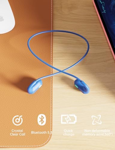Ultra-Lightweight Kids Bluetooth Headphones – Vibrant Blue Air Conduction Design with IPX5 Waterproofing, 15-Hour Playtime, and Safe Listening Technology for School and Outdoor Fun – Perfect for Active Kids and Young Adventurers