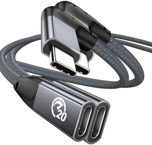 Effortlessly Enhance Your Connectivity with Use Bean 0.6 FT Right Angle USB C Extension Cable 2-Pack – 90-Degree Gen2 20 Gbps Fast Data Transfer for i Phone 16/15, Mac Book, i Pad Pro/Air, Galaxy S25/S24 – Perfect for Tight Spaces and Seamless Charging Solutions