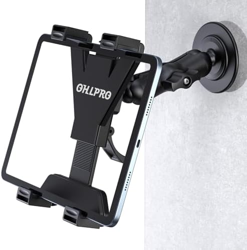 Heavy-Duty OHLPRO Tablet Holder for Trucks – Versatile Drill Base Mount for i Pad & Samsung Galaxy (7″ – 11″) – Perfect for Dashboards, Desks & Commercial Vehicles – Enhanced Stability, Adjustable Viewing Angles & Easy Installation for Ultimate Road Convenience
