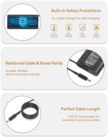 High-Power 130 W USB-C Charger for Dell Laptops – Fast Charge Your XPS 15, 17, Precision & Latitude Models with Ultimate Compatibility and Safety Assurance, Includes Power Supply Cord for Efficient Recharging
