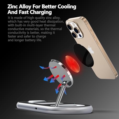 2025 Enhanced 3-in-1 Charging Station for Apple Devices | Fast Magnetic Mag-Safe Wireless Charger for i Phone 16/15/14/13/12, Apple Watch 1-10/Ultra, & Air Pods Pro | Sleek Silver Design | Compact & Portable Charging Solution for Home and Travel | Superior Compatibility and Rapid Charging Efficiency