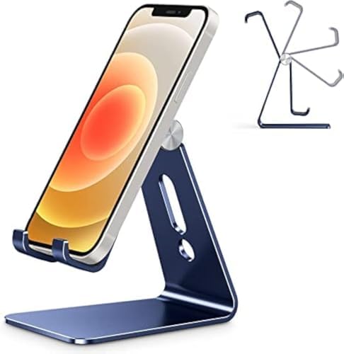 OMOTON Adjustable Cell Phone Stand, C2 Aluminum Desktop Phone Holder Dock Compatible with iPhone 15 14 13 Xs XR 8 Plus 7 6, Samsung Galaxy, Google Pixel, Android Phones – Enhanced Compatibility and Speed