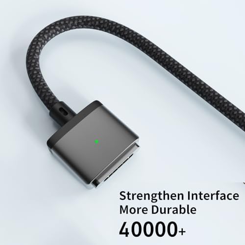 Premium 140 W Magnetic USB-C Charging Cable for Mac Book – 6.6 FT Right-Angle Cord Compatible with 2024/2023/2022 Mac Book Air M3/M2 & Pro M1/M2 Models – Durable Nylon Braided Design for Fast Power Delivery and Enhanced Convenience
