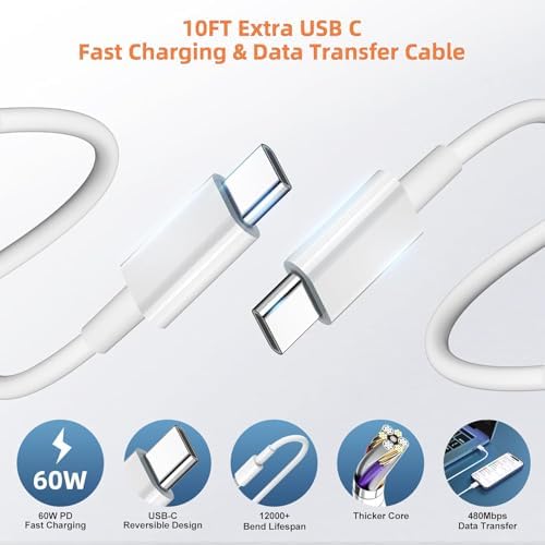 Elevate Your Charging Experience with the 2025 i Phone 16 e Charger – 2 Pack 45 W USB-C Super Fast Charger & 10 FT Type C Cables for i Phone 16 Pro Max/16 Pro/16 Plus/15 Pro Max, i Pad Pro/Mini/Air, Galaxy S25/S24+ – Ultimate Speed & Compatibility for Modern Devices