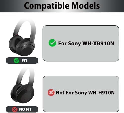 Upgrade Your Sony WH-XB910 N Headphones with Premium Memory Foam Earpads – Noise-Canceling Cushions Featuring Secure Buckle Design for Ultimate Comfort and Sound Isolation in Black – Perfect Replacement for Wired & Wireless Audio Enjoyment