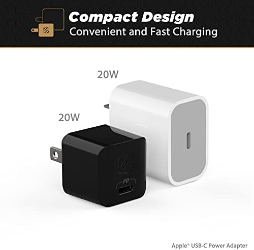 Scosche HPDC20-SP 20 W USB-C Fast Charger Mini Cube Wall Adapter – Ultra-Portable Power Delivery 3.0 for Swift Device Charging, 4 X Faster Charge Speed, Sleek Black Design for Enhanced Compatibility and Efficiency