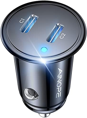 AINOPE 56 W Ultra-Compact USB C Car Charger – Dual USB PD 3.0 Fast Charging Adapter for i Phone 15 Series, Galaxy Devices & i Pad Pro – Travel-Ready Design with Advanced Safety Features for Effortless Power On-the-Go