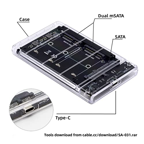 Chenyang Dual Function MSATA SSD JBOD Adapter with USB C 2.5″ Hard Drive Enclosure – Unmatched Speed and Versatility for Enhanced Storage Solutions