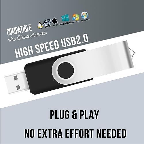 Maximize Your Storage Potential with the JBOS 10-Pack of 4 GB USB Flash Drives – Durable Swivel Design, Enhanced USB 2.0 Compatibility, Ideal for Documents & Multimedia, Sleek Black Finish with Label Sheets for Organization, Perfect for Students and Professionals