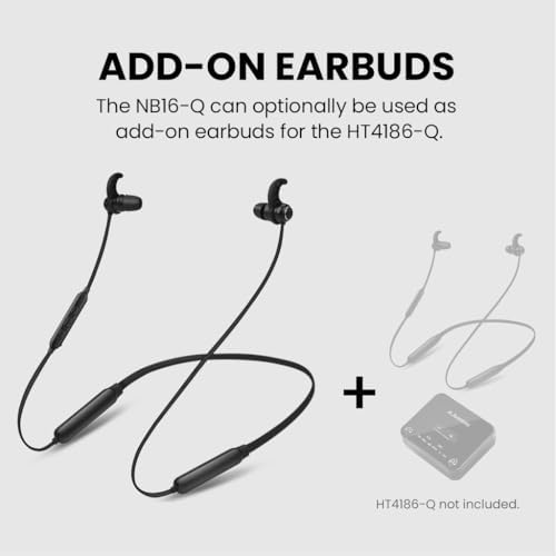 Avantree NB16-Q Bluetooth 5.2 Neckband Earbuds – Premium Qualcomm apt X Adaptive Audio for Exceptional Sound Clarity, 20-Hour Extended Playtime, Ergonomically Designed for Ultimate Comfort and Universal Compatibility with Smartphones, Smart TVs, and Laptops – Ideal for All-Day Use and Seamless Listening Experience