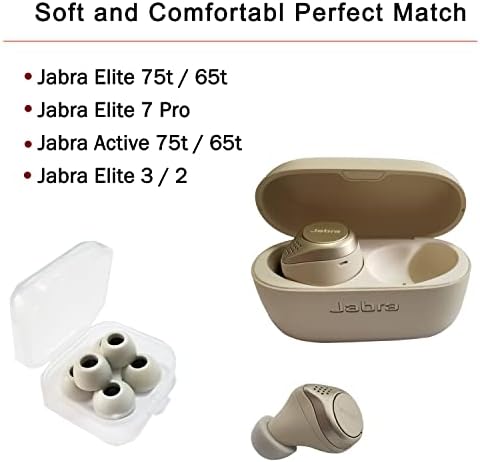 Premium Foam Eartips for Jabra Elite Series: Comfort-Focused Noise Isolation Tips for 75 t, 65 t, Elite 3, Active & 7 Pro – 3 Pairs for Optimal Fit and Enhanced Sound Quality – Ideal Replacement Accessory for Audiophiles and Casual Listeners
