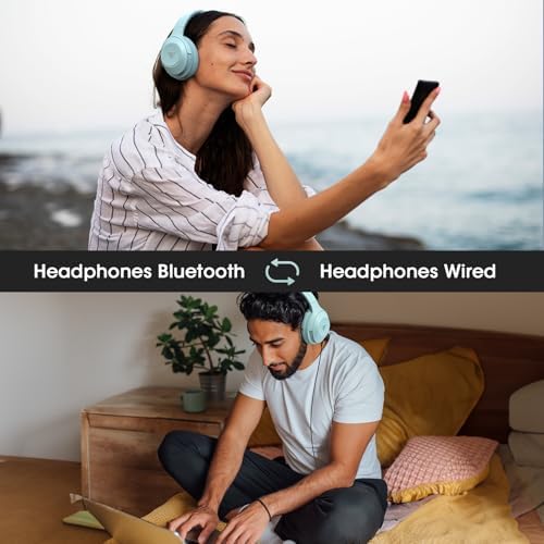 Unleash Your Sound Potential with DOQAUS Over-Ear Bluetooth Headphones – 70-Hour Playtime, Customizable EQ Modes, and Hi-Fi Stereo Sound for Bass Lovers – Perfect for Work, Travel, and Ultimate Comfort with Luxurious Memory Foam Ear Cushions