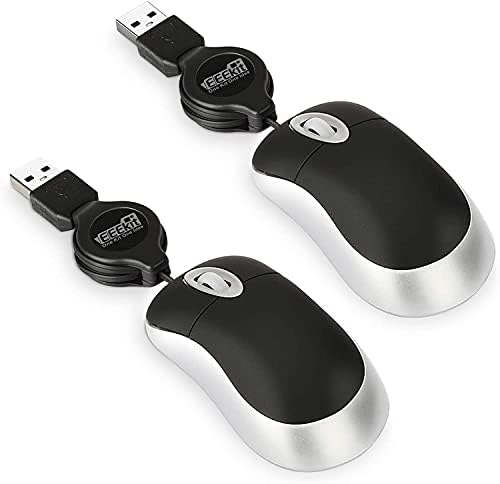 Compact Blue USB Optical Mouse Duo with Retractable Cable – Perfect Travel Accessory for Windows & Mac Users, High Precision & Ergonomic Comfort, Tangle-Free Design for On-the-Go Computing