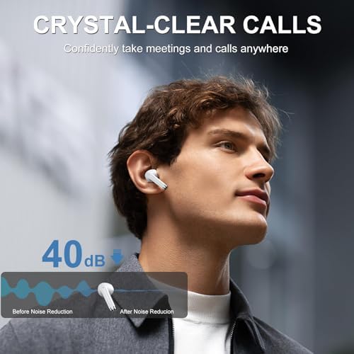 Elevate Your Audio Experience with POMUIC Bluetooth 5.3 Wireless Earbuds – Experience Hi-Fi Stereo Sound with Immersive Deep Bass and Advanced Noise Cancellation – Four ENC Microphones for Crystal-Clear Calls – Dual LED Battery Indicator for Effortless Monitoring – Enjoy Up to 40 Hours of Playtime for Nonstop Enjoyment – Ergonomically Designed for Maximum Comfort During Long Listening Sessions – Effortlessly Connects to Smartphones, Tablets, and Laptops – Transform Your Everyday Listening with Unmatched Clarity and Style!