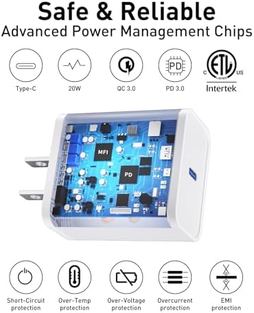 Ocupwei 20 W USB C Fast Charging Block – Dual Pack PD 3.0 Power Adapter for i Phone 16/15/14/13/12/11, i Pad, Samsung & Google Devices – Compact & Reliable Wall Charger with Built-In Safety Features for Home & Travel